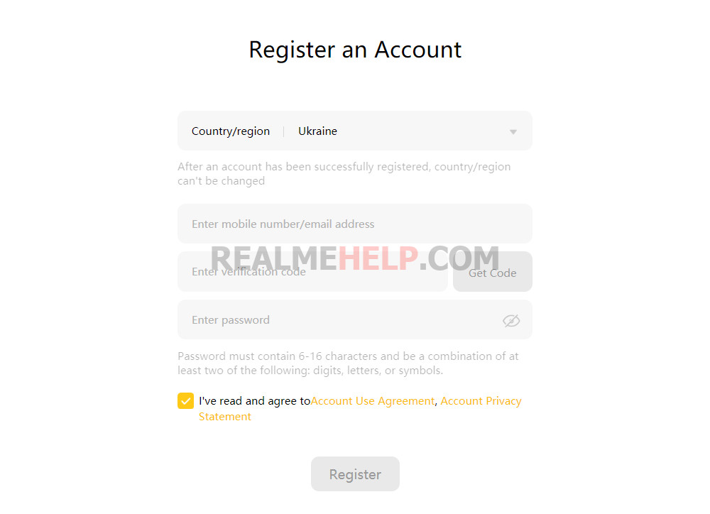 Как зарегистрировать Realme аккаунт