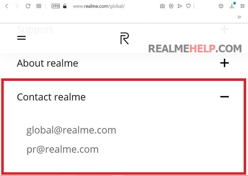 Общий email-адрес Realme